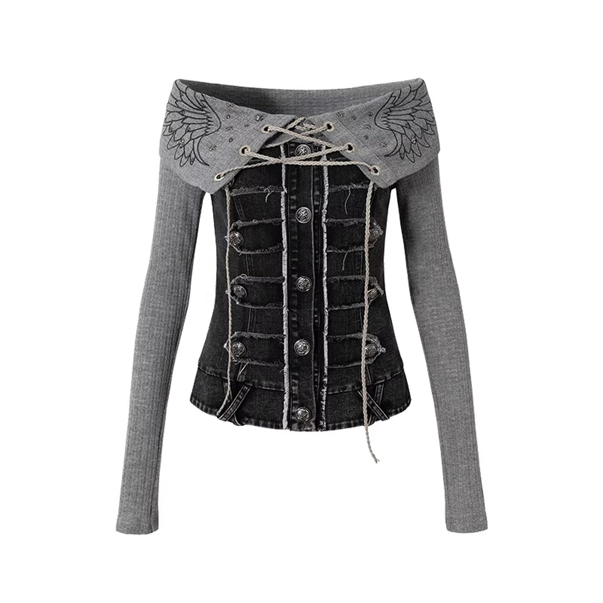 NO_ROMANCE_Embroidered_Rhinestone_Retro_Knit_Pullover_Long_Sleeve_Women_Tops_Blouse_MISSTT