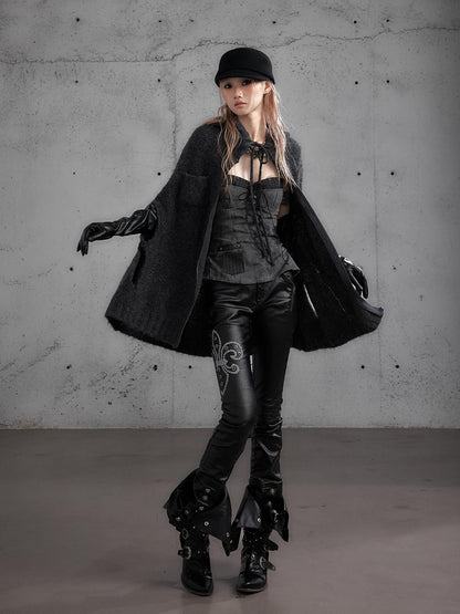 NO ROMANCE Embroidered Washed Waxed Punk Rock Women&