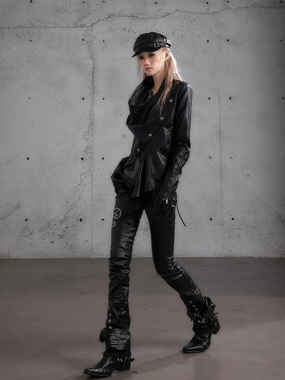 NO ROMANCE Embroidered Washed Waxed Punk Rock Women&