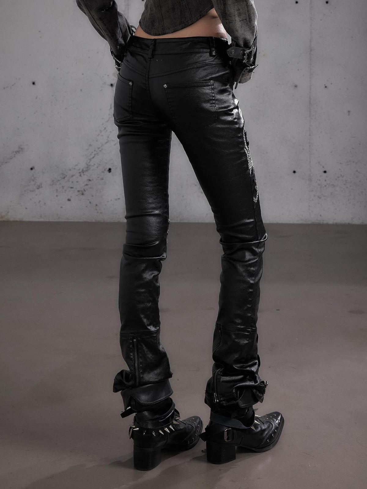 NO ROMANCE Embroidered Washed Waxed Punk Rock Women&