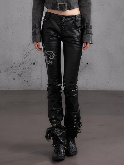 NO ROMANCE Embroidered Washed Waxed Punk Rock Women&