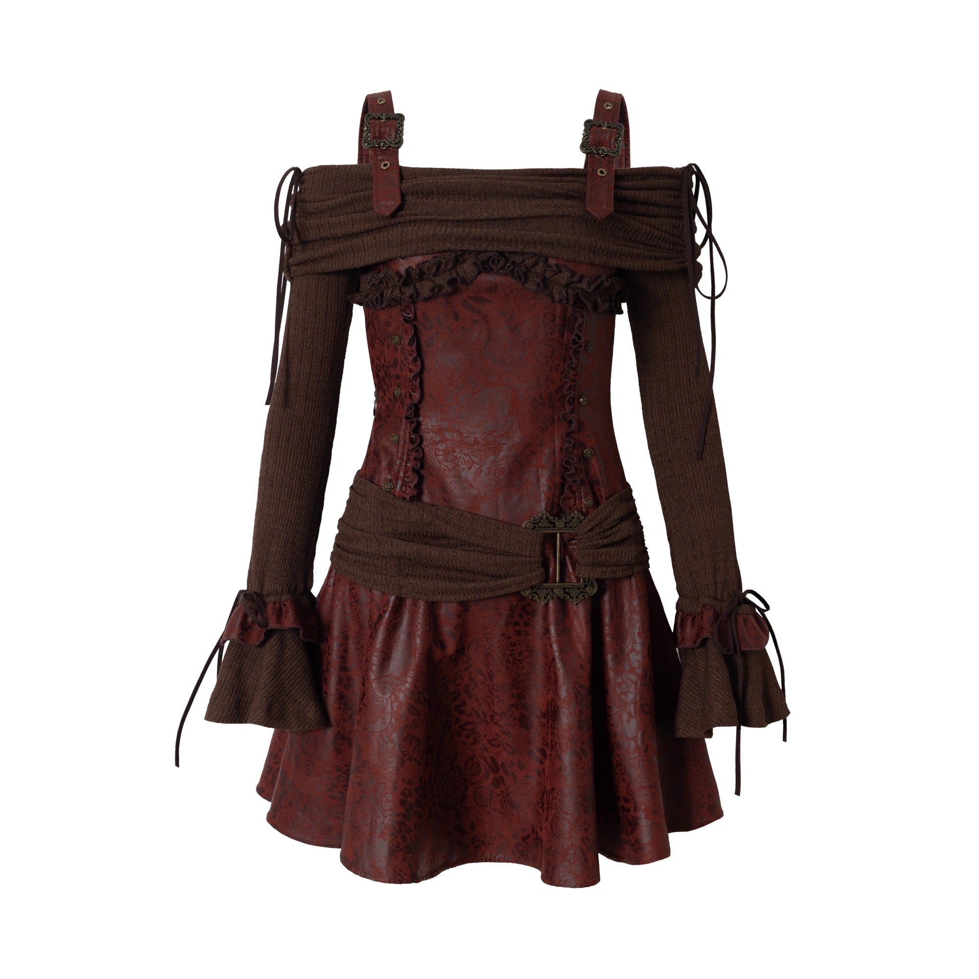 NO_ROMANCE_Flattering_Knit_Slim_Fit_A_Line_Long_Sleeve_Punk_Style_Women_Casual_Dresses_MISSTT