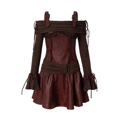 NO_ROMANCE_Flattering_Knit_Slim_Fit_A_Line_Long_Sleeve_Punk_Style_Women_Casual_Dresses_MISSTT