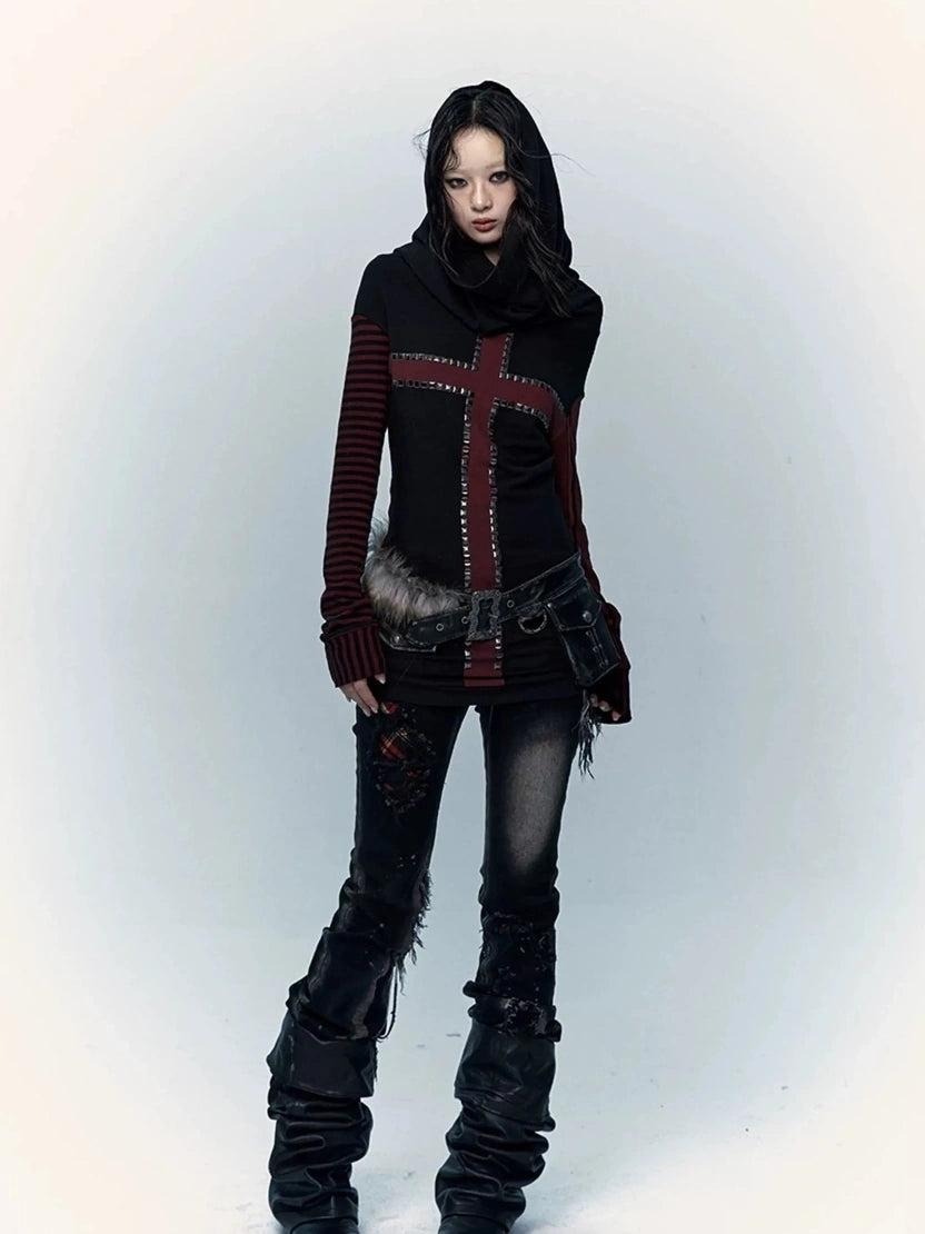 NO ROMANCE Hand Rubbed Black Unique Patina Wide Corset Waist Cincher Women Belt