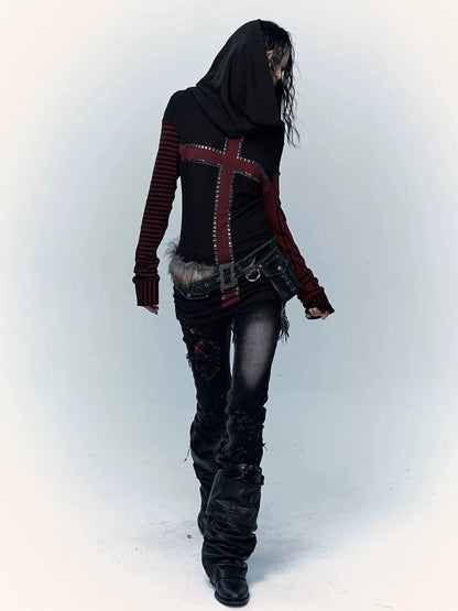 NO ROMANCE Hand Rubbed Black Unique Patina Wide Corset Waist Cincher Women Belt