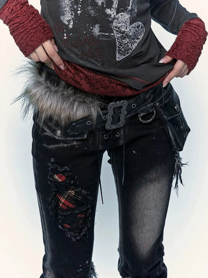 NO ROMANCE Hand Rubbed Black Unique Patina Wide Corset Waist Cincher Women Belt