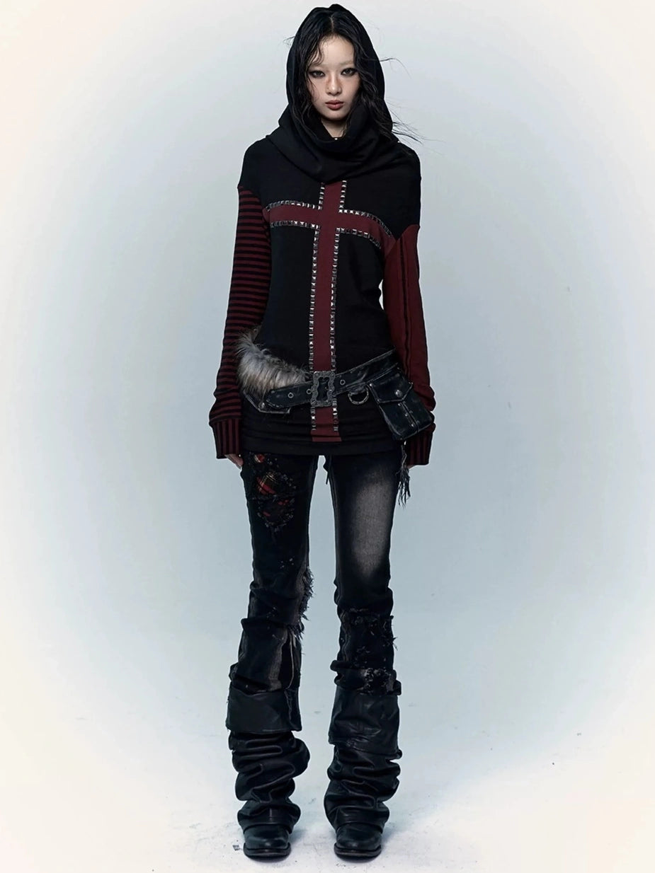 NO ROMANCE Hand Rubbed Black Unique Patina Wide Corset Waist Cincher Women Belt