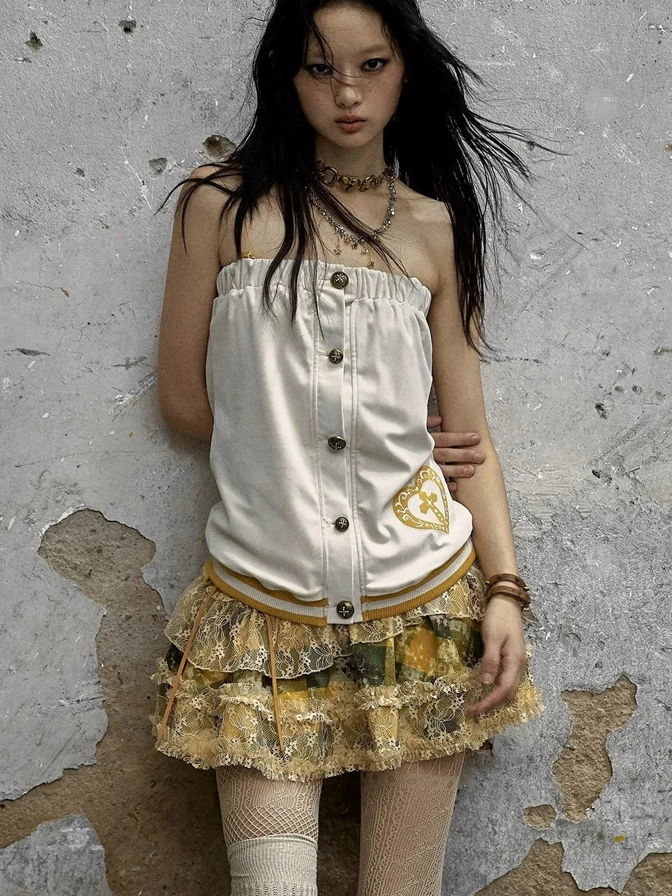 NO ROMANCE Heart Embroidered Velvet Spaghetti Strap Straight Fit Women Polyester Tank Top