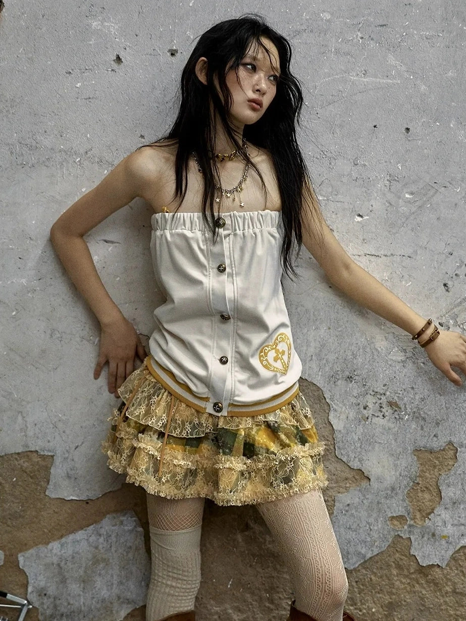 NO ROMANCE Heart Embroidered Velvet Spaghetti Strap Straight Fit Women Polyester Tank Top