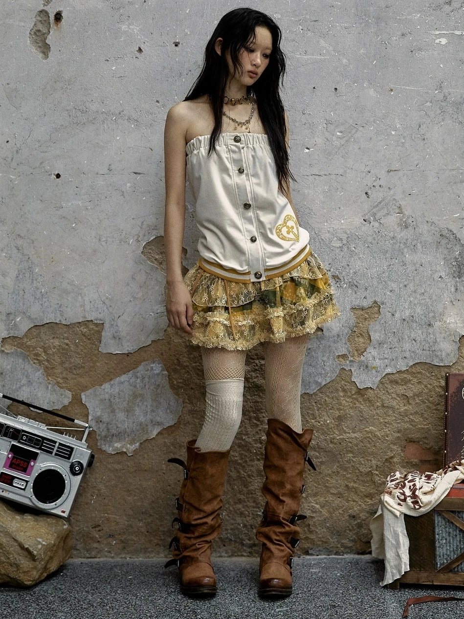 NO ROMANCE Heart Embroidered Velvet Spaghetti Strap Straight Fit Women Polyester Tank Top