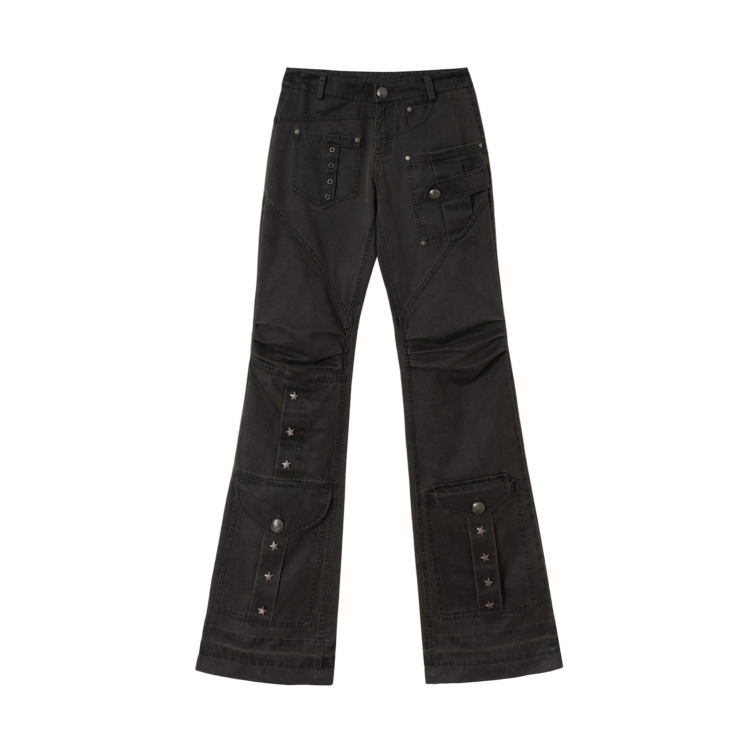 NO_ROMANCE_High_Waist_Micro_Flare_Button_Fly_Pleated_Detail_Dark_Aesthetic_Women_Pants_MISSTT