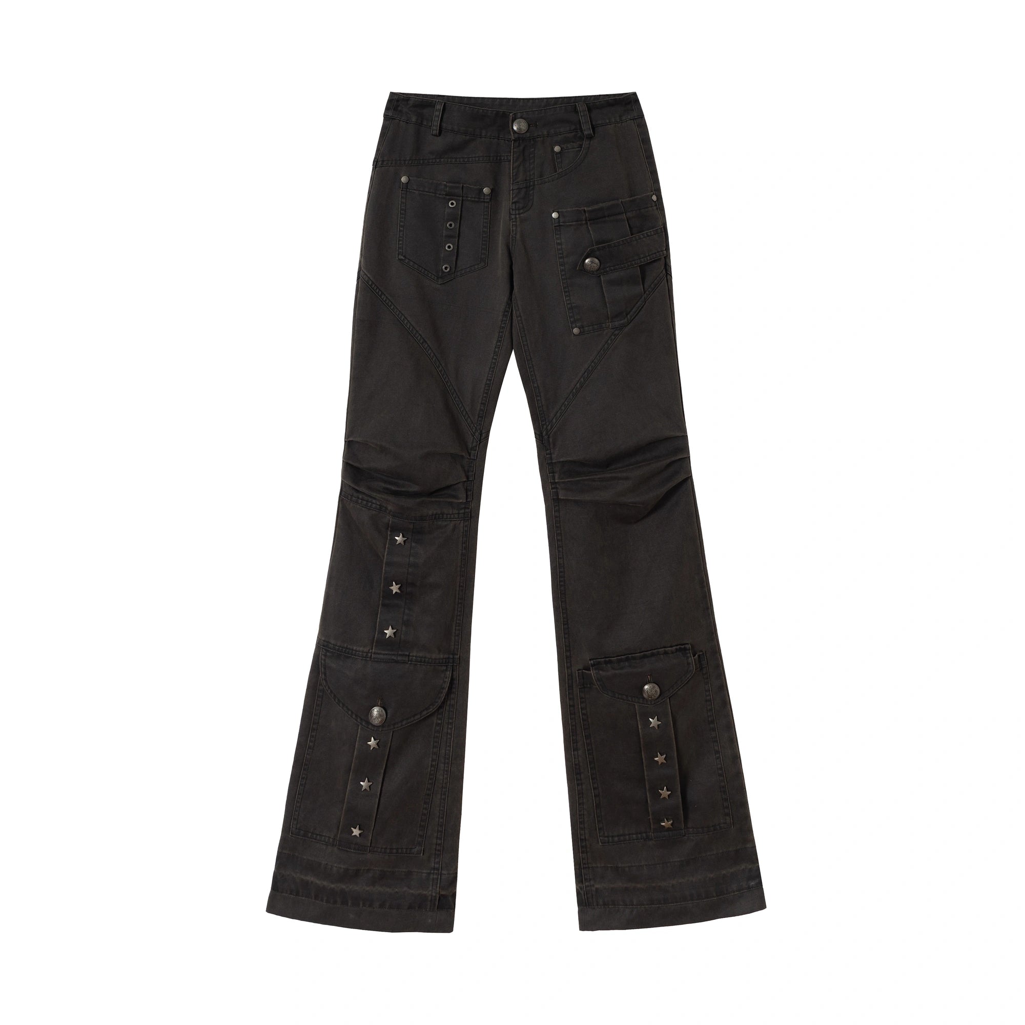 NO_ROMANCE_High_Waist_Micro_Flare_Button_Fly_Pleated_Detail_Dark_Aesthetic_Women_Pants_MISSTT
