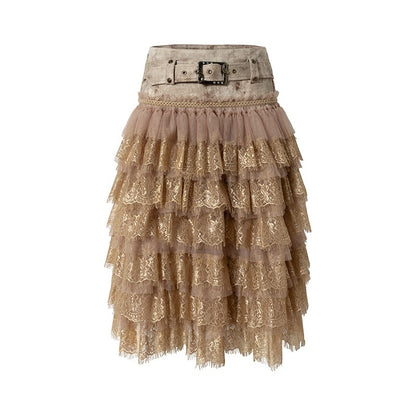 NO_ROMANCE_Lace_Patchwork_Ruffle_A_Line_Print_Women&