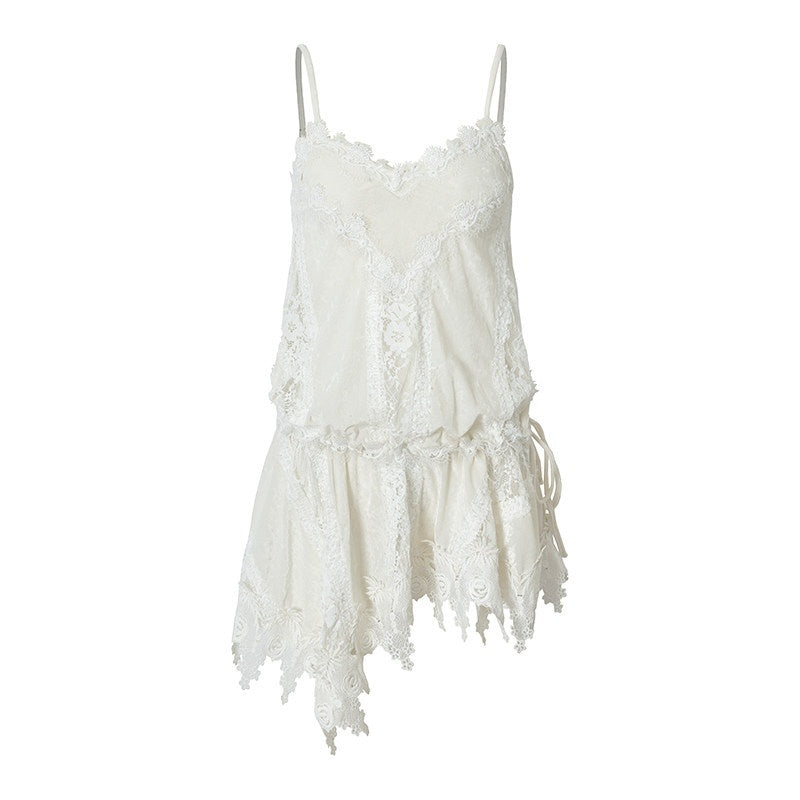 NO_ROMANCE_Lace_Velvet_Drawstring_V-neck_Irregular_Women&