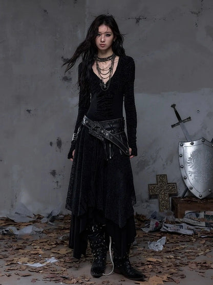 NO ROMANCE Leather Tassel Vintage Punk Metal Pin Buckle Women Waist Black Khaki Belt