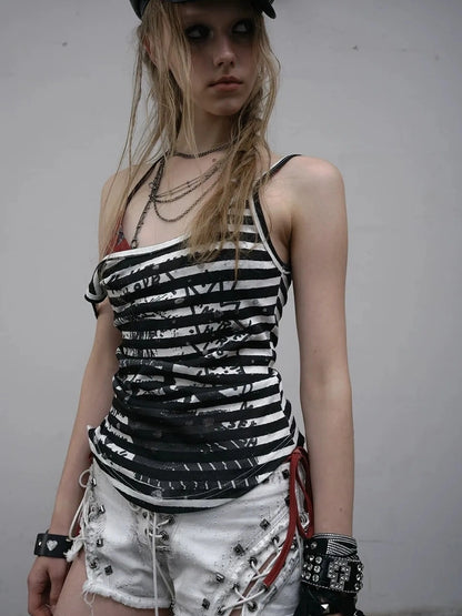 Lightweight Striped Spaghetti Strap Slim Fit Women Original Design Tank Top