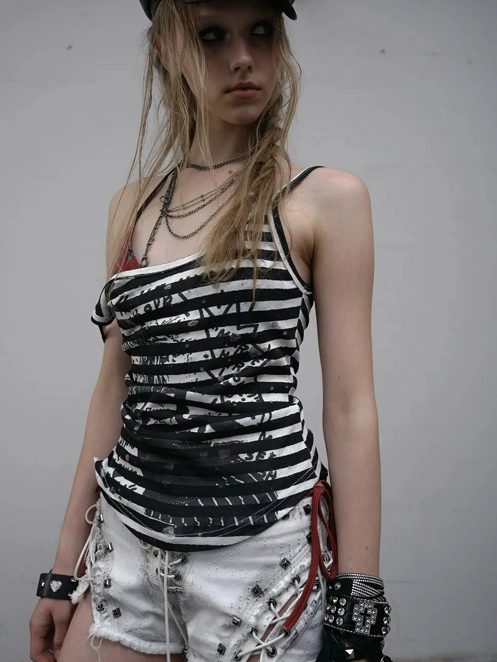 NO ROMANCE Lightweight Striped Spaghetti Strap Slim Fit Women Original Design Tank Top