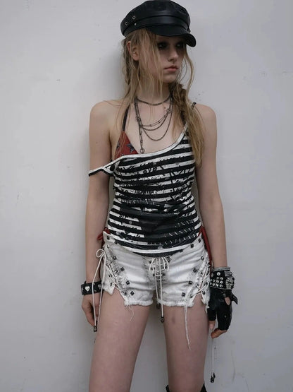 NO ROMANCE Lightweight Striped Spaghetti Strap Slim Fit Women Original Design Tank Top