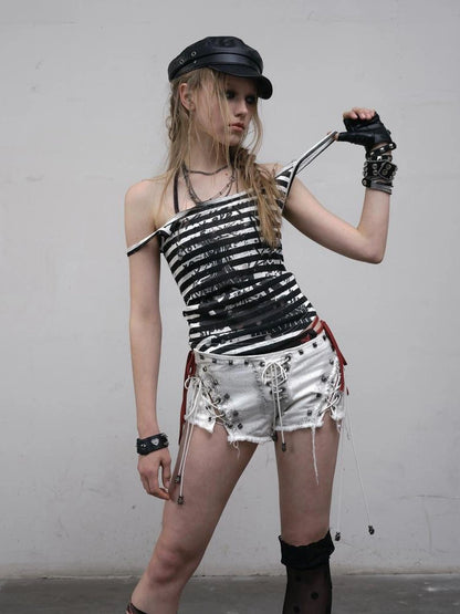 NO ROMANCE Lightweight Striped Spaghetti Strap Slim Fit Women Original Design Tank Top