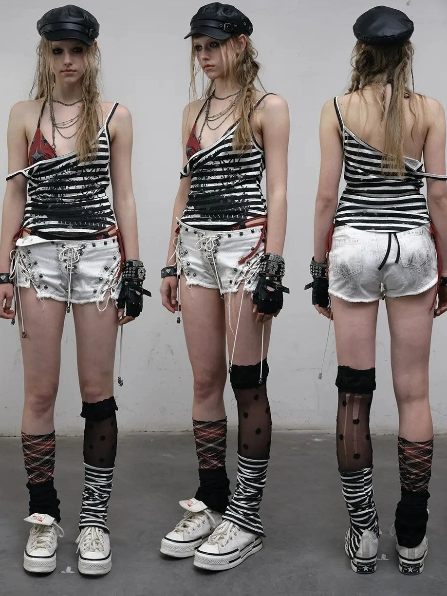 NO ROMANCE Lightweight Striped Spaghetti Strap Slim Fit Women Original Design Tank Top