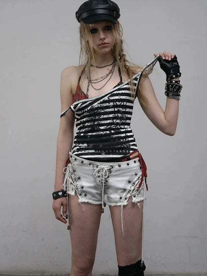 Lightweight Striped Spaghetti Strap Slim Fit Women Original Design Tank Top