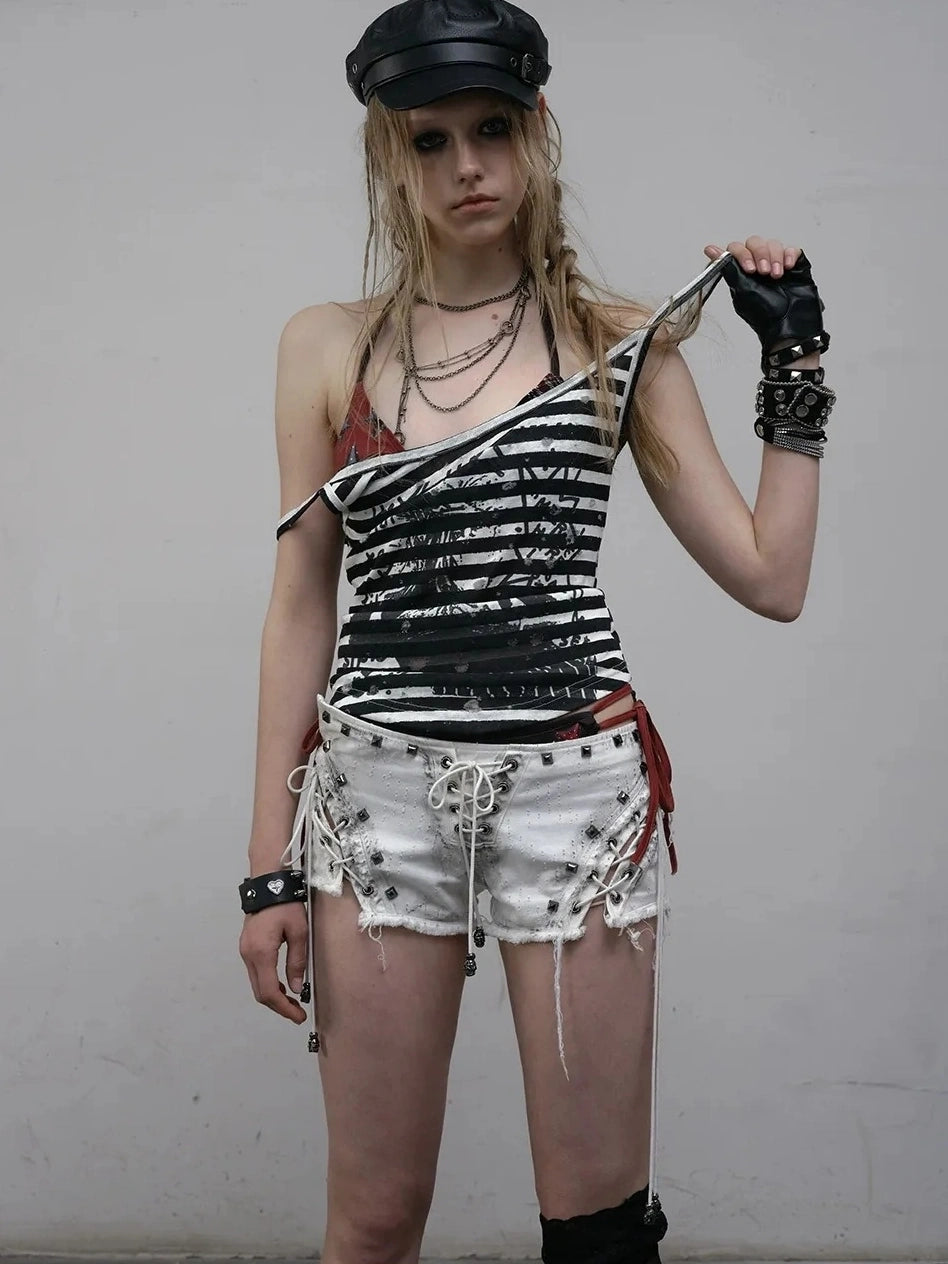 NO ROMANCE Lightweight Striped Spaghetti Strap Slim Fit Women Original Design Tank Top