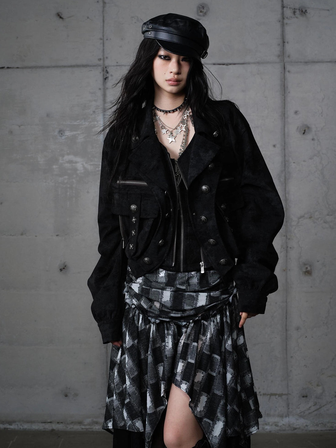 NO ROMANCE Loose Fit Faux Two Piece Long Sleeve Zip Front Lapel Collar Women Baroque Jacket