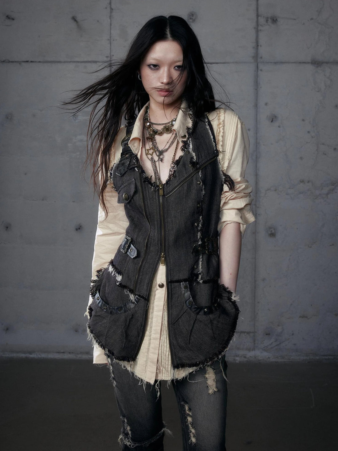 NO ROMANCE Original Design Zip Up Regular Fit Women Brown Black Casual Streetwear Jacket