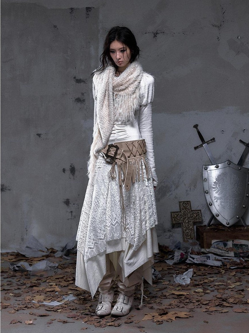 NO ROMANCE Palace Puff Sleeve V-neck Lace Knit Women&