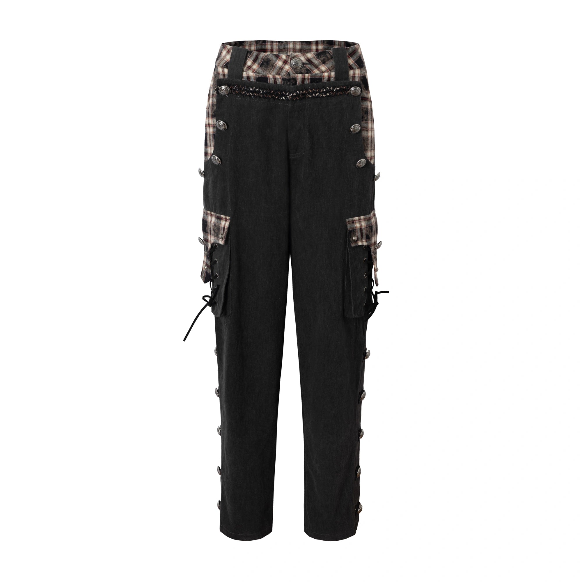 NO_ROMANCE_Patchwork_100_Percent_Cotton_Punk_Style_Baggy_Mid_Rise_Women_Streetwear_Pants_MISSTT