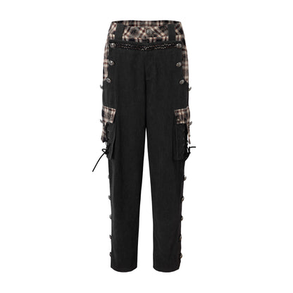 NO_ROMANCE_Patchwork_100_Percent_Cotton_Punk_Style_Baggy_Mid_Rise_Women_Streetwear_Pants_MISSTT