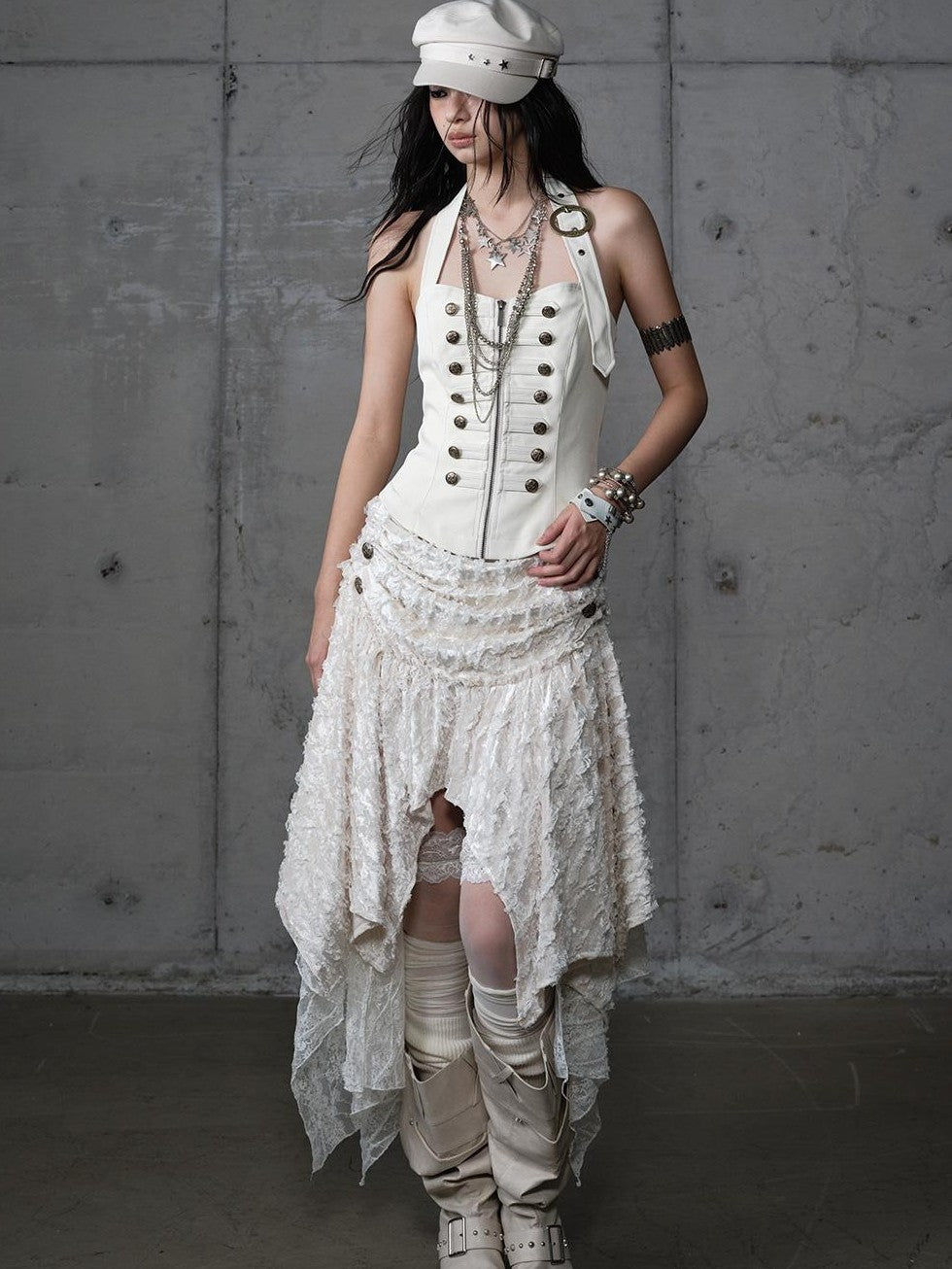 NO ROMANCE Plaid Velvet Irregular Court Style Women&