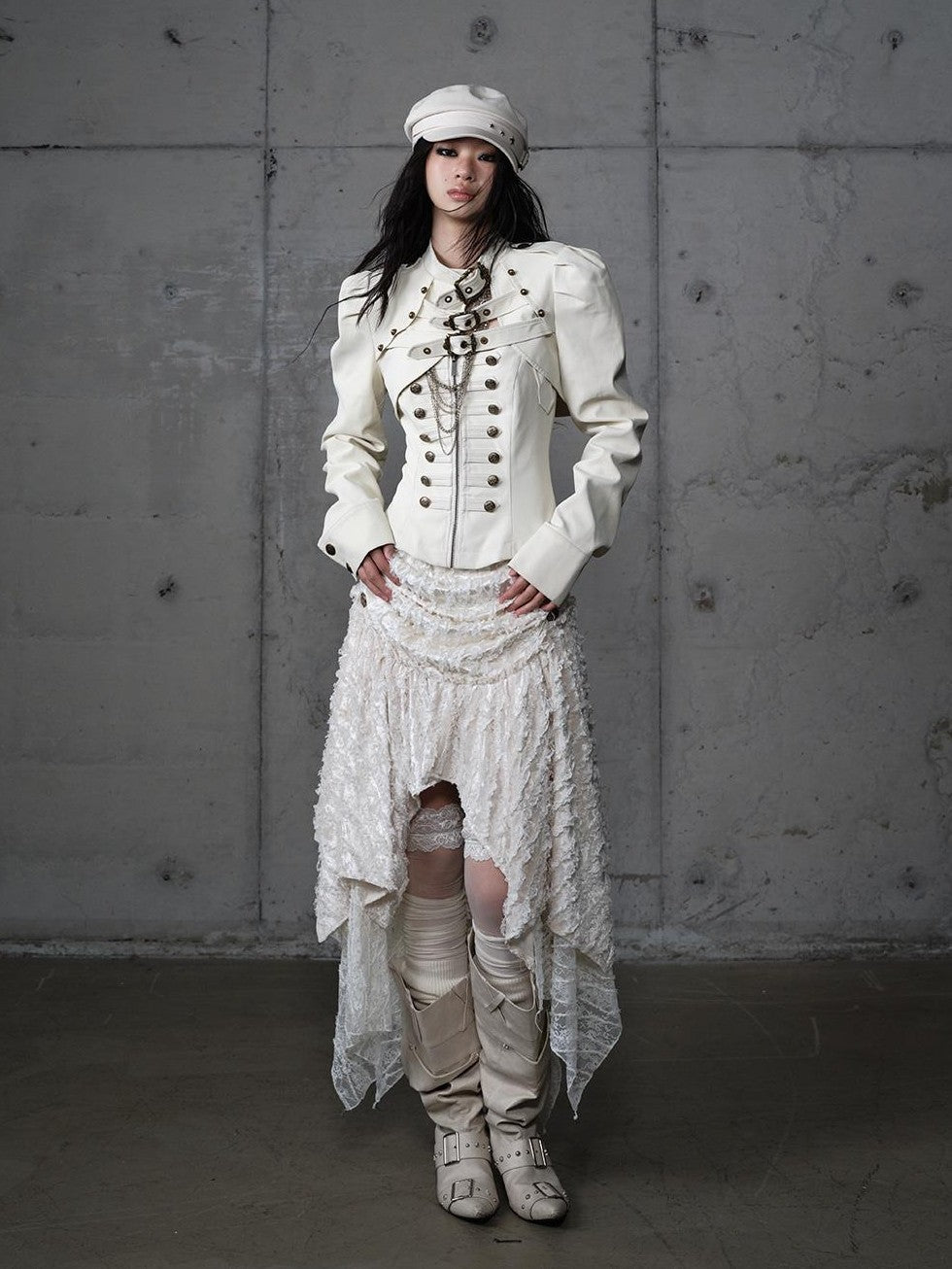 NO ROMANCE Plaid Velvet Irregular Court Style Women&
