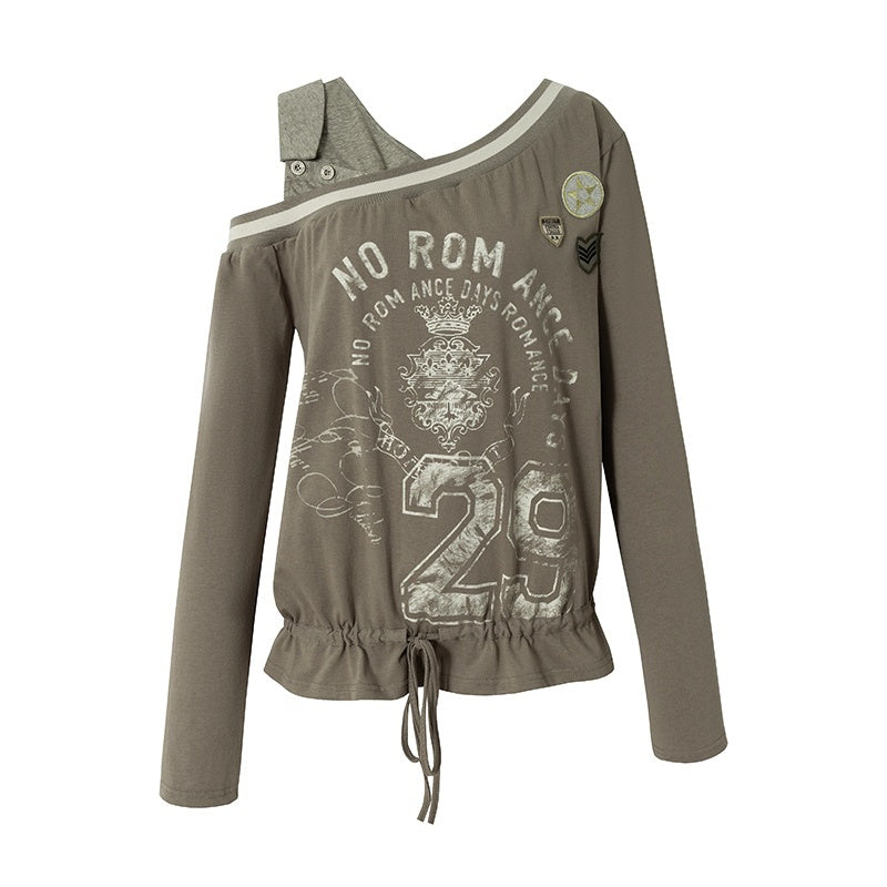 NO_ROMANCE_Print_One_Shoulder_Drawstring_Loose_Women&
