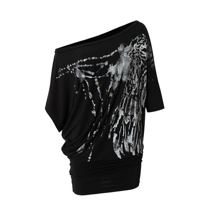 NO_ROMANCE_Printed_Asymmetrical_Batwing_Bodycon_Women&