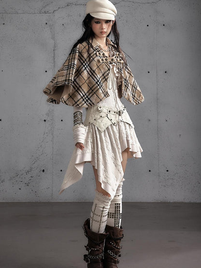 NO ROMANCE Printed Lace Trim Asymmetric Women&