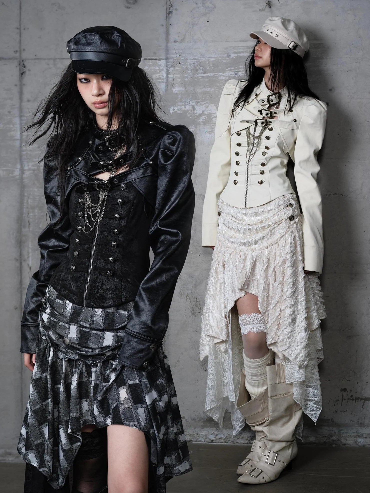 NO ROMANCE Pu Leather Cropped Punk Style Stand Collar Snap Button Women Moto Jacket