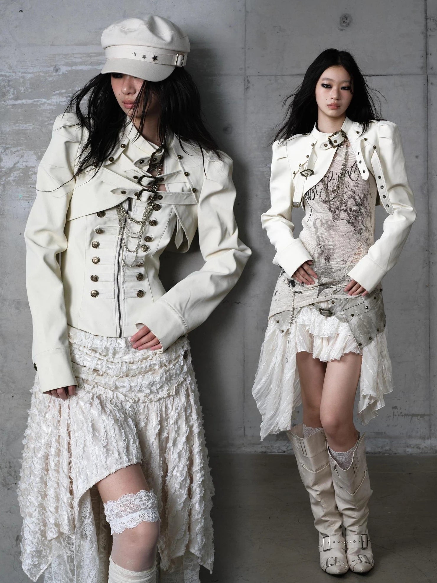 NO ROMANCE Pu Leather Cropped Punk Style Stand Collar Snap Button Women Moto Jacket