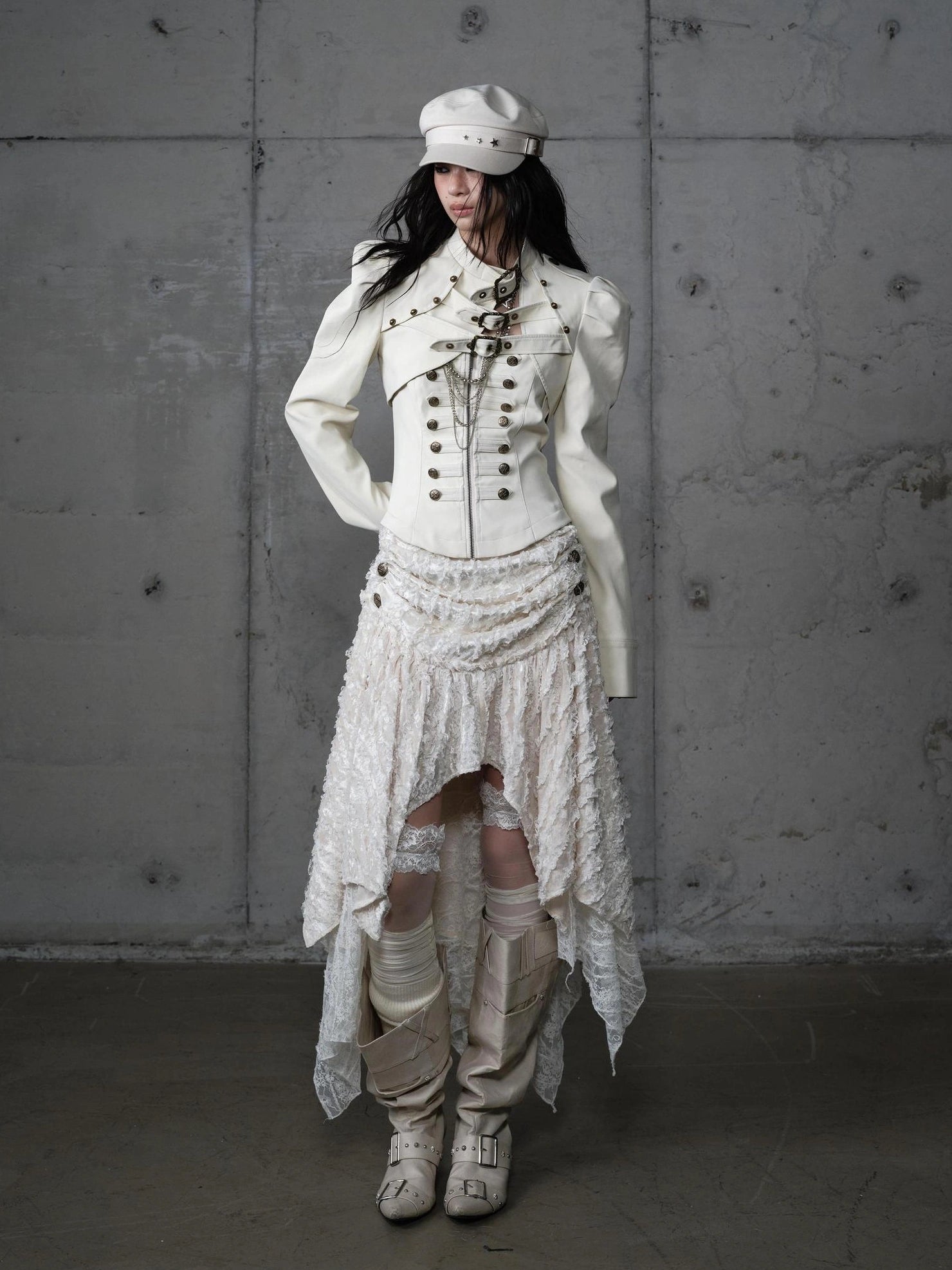 NO ROMANCE Pu Leather Cropped Punk Style Stand Collar Snap Button Women Moto Jacket