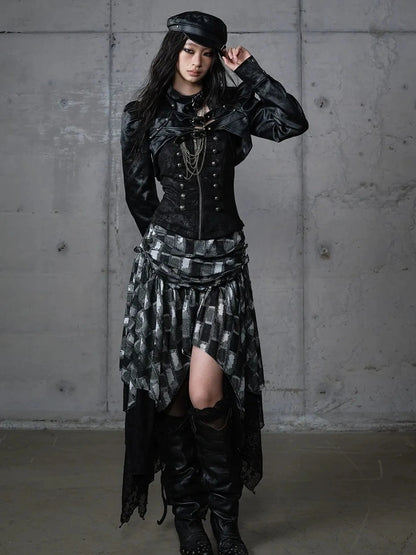 NO ROMANCE Pu Leather Cropped Punk Style Stand Collar Snap Button Women Moto Jacket