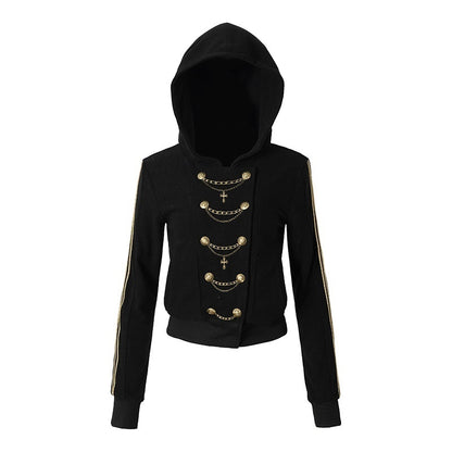 NO_ROMANCE_Punk_Embroidered_Double_Breasted_Hooded_Women&