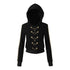 NO_ROMANCE_Punk_Embroidered_Double_Breasted_Hooded_Women&