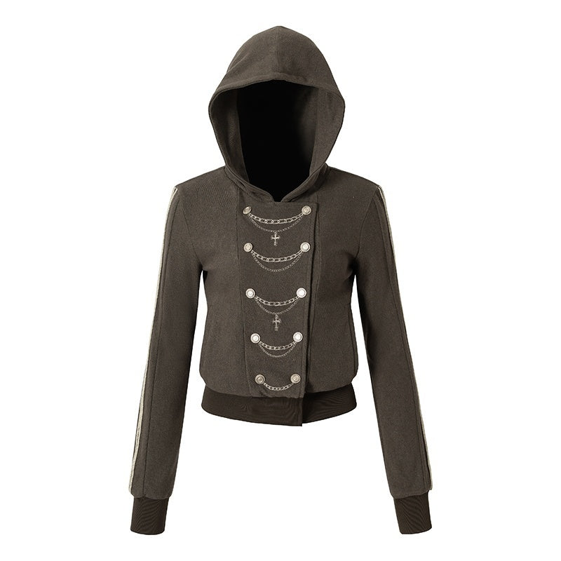 NO_ROMANCE_Punk_Embroidered_Double_Breasted_Hooded_Women&