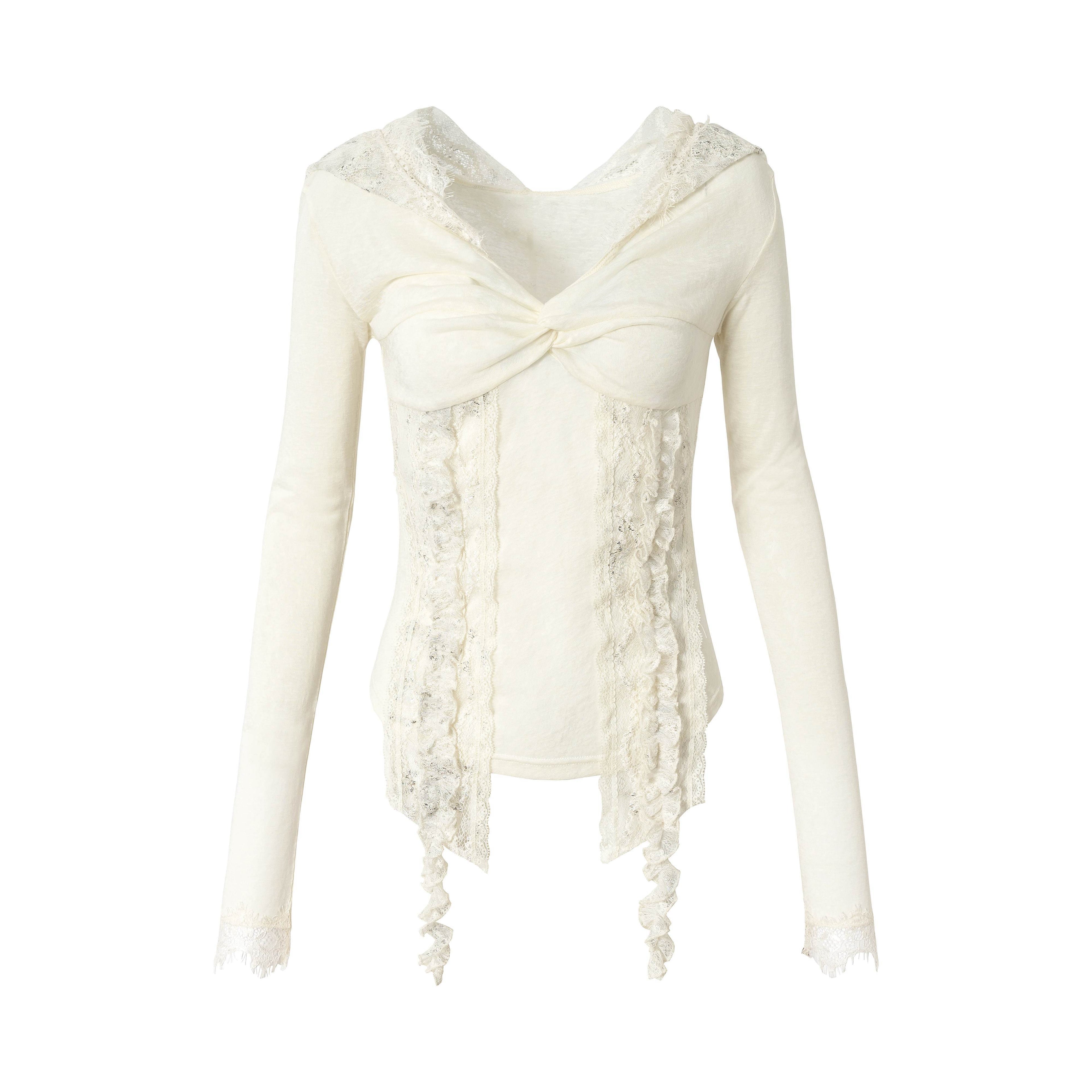 NO_ROMANCE_Punk_Lace_Twist_Knot_One_Shoulder_Hooded_Women&
