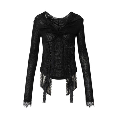NO_ROMANCE_Punk_Lace_Twist_Knot_One_Shoulder_Hooded_Women&