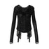 NO ROMANCE Punk Lace Twist Knot One Shoulder Hooded Women&