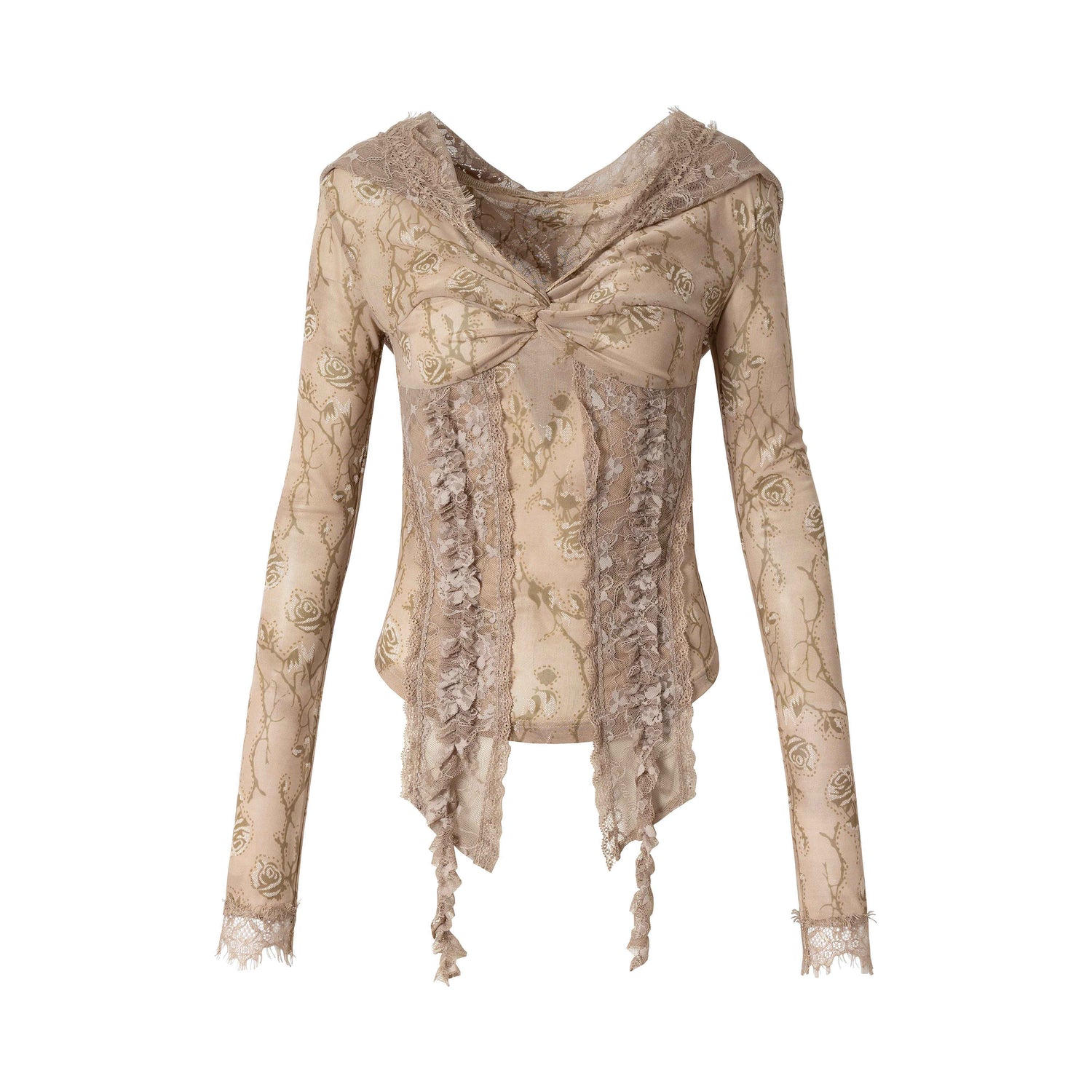 NO_ROMANCE_Punk_Lace_Twist_Knot_One_Shoulder_Hooded_Women&