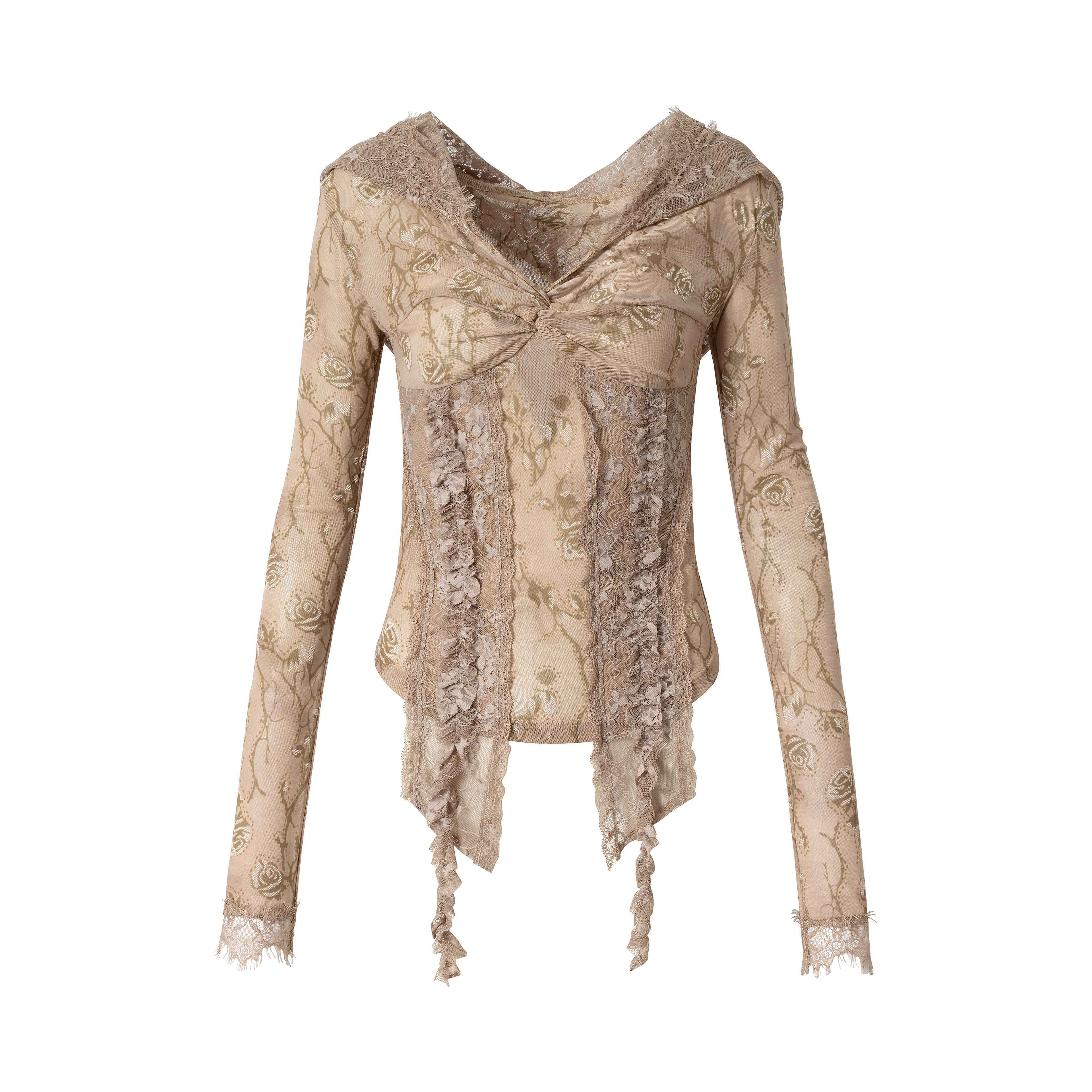 NO_ROMANCE_Punk_Lace_Twist_Knot_One_Shoulder_Hooded_Women&