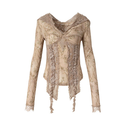 NO_ROMANCE_Punk_Lace_Twist_Knot_One_Shoulder_Hooded_Women&