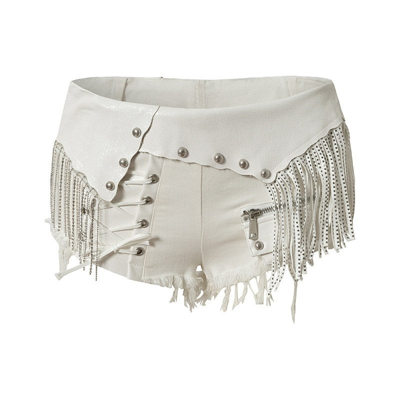 NO_ROMANCE_Punk_Rock_Chain_Tassel_Leather_Patch_Lace_Up_Low_Waist_Women&